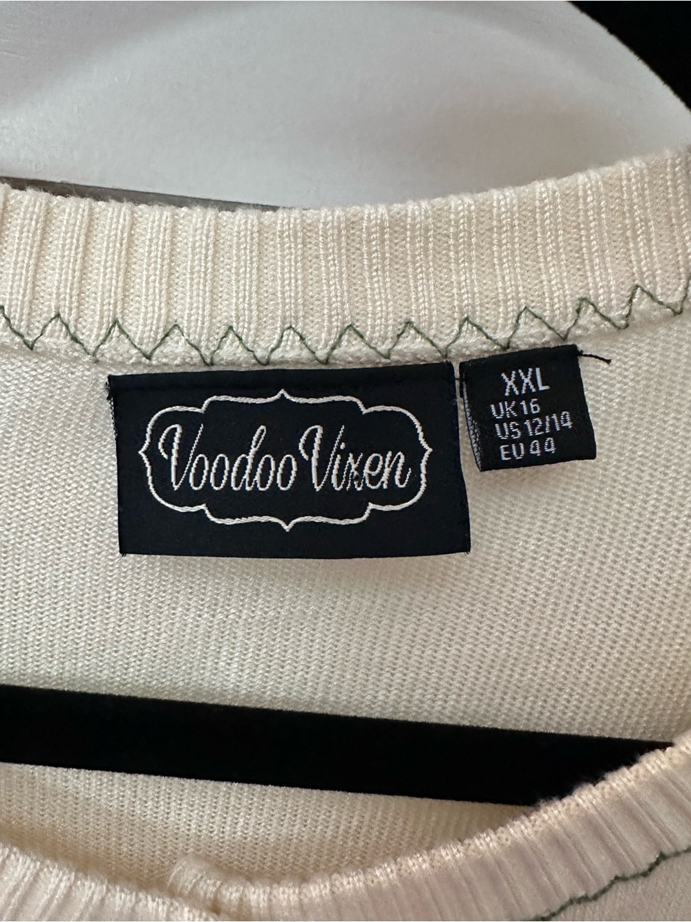 Voodoo Vixen XXL embroidered cream-oranges crop vintage inspired cardigan 50's - Picture 5 of 16